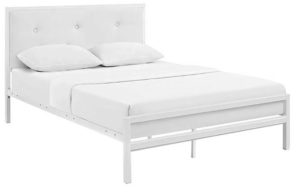 Cadru pat metalic Hanna cu grilaj cadou-160x200 cm-alb