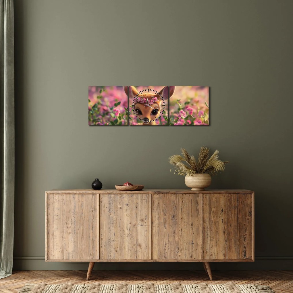 Tablou - Căprioară Drăgălașă (cu ceas) (90x30 cm)