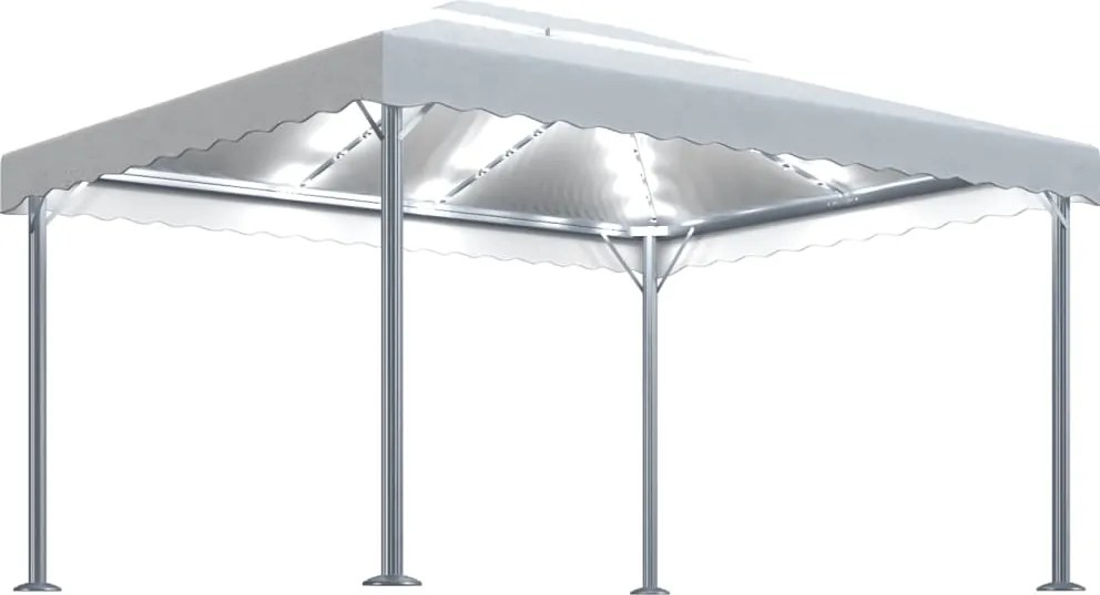 vidaXL Pavilion cu șiruri lumini LED, crem, 400x300 cm, aluminiu