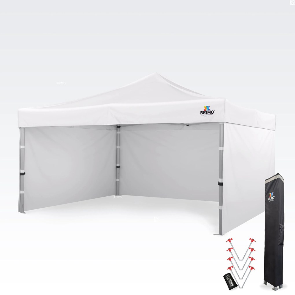 Cort promo din aluminiu 4x4 m ALU PREMIUM – 3 pereți, HEX 45 mm - cu 3 pereți - Alb