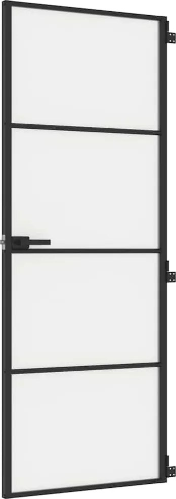 vidaXL Ușă de interior negru 76x201,5 cm sticlă securiz./aluminiu slim