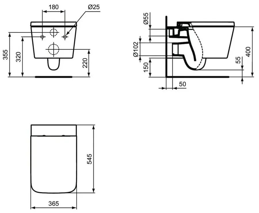 Vas WC suspendat Ideal Standard Atelier Blend Cube alb - T368601