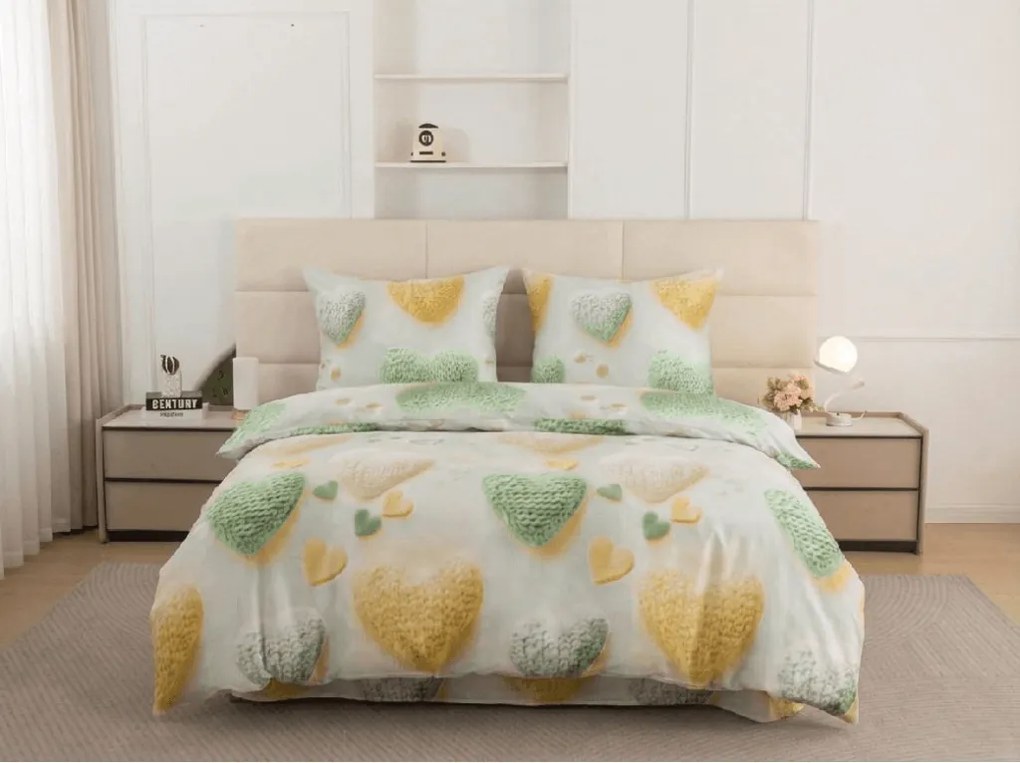 Lenjerie de pat din microfibra HEARTAMI colorată Dimensiune lenjerie de pat: 2 buc 70 x 80 cm | 160 x 200 cm