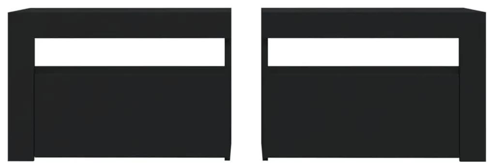 Noptiere cu led-uri, 2 buc., negru, 60x35x40 cm