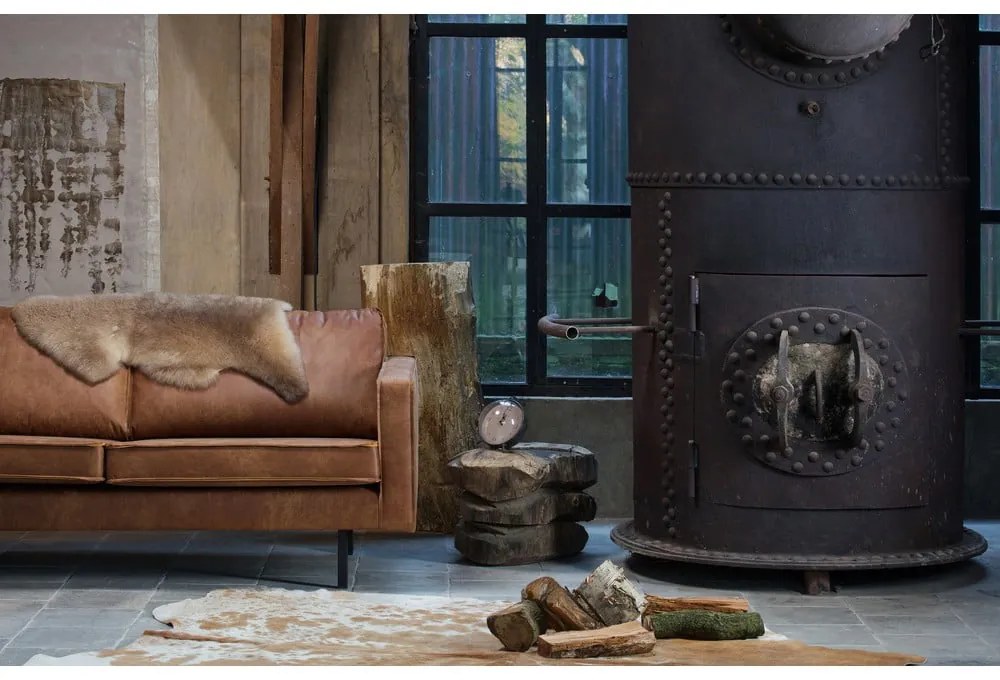 Canapea maro cu tapițerie din imitație de piele 190 cm Rodeo – WOOOD