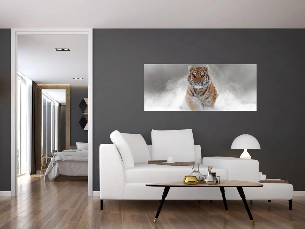 Tablou cutigru fugind prin zăpadă (120x50 cm)