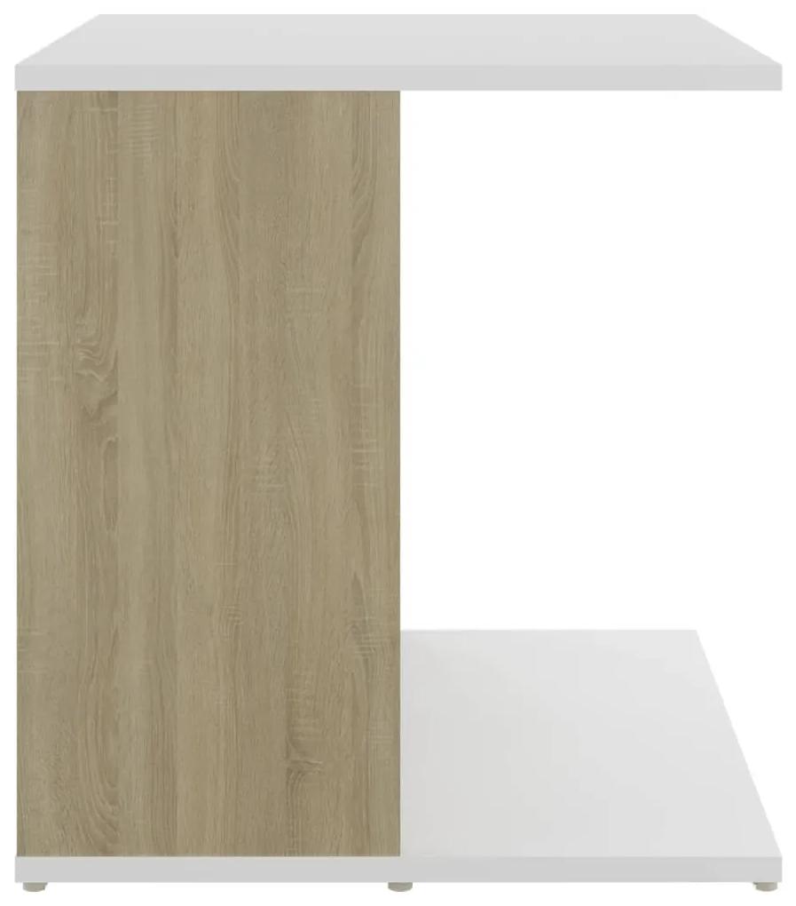 Masa laterala, alb si stejar Sonoma, 45x45x48 cm, PAL 1, alb si stejar sonoma