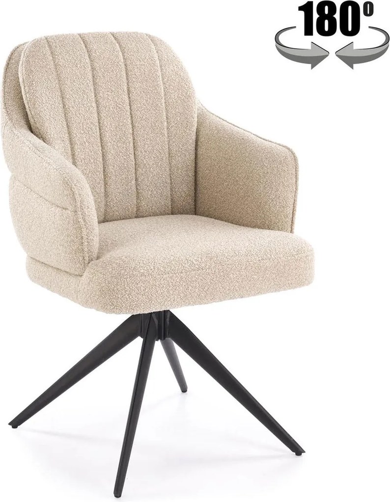Scaun K570, bej/negru, stofa/otel, 61x70x92 cm