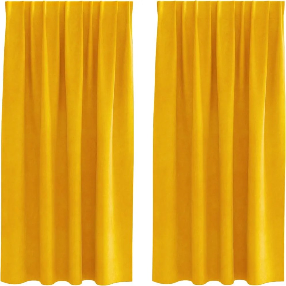 vidaXL Perdele opace 2 pcs Galben muștar 140 x 175 cm Catifea