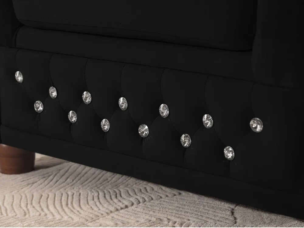 Colțar negru extensibil cu tapițerie din catifea (cu colț pe partea dreaptă/în formă de ”L”) York Blik – Ropez