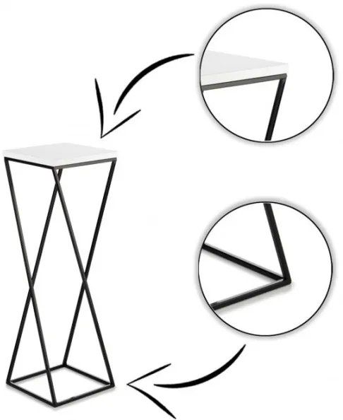 Suport pentru flori LOFT 70x24 cm negru/alb