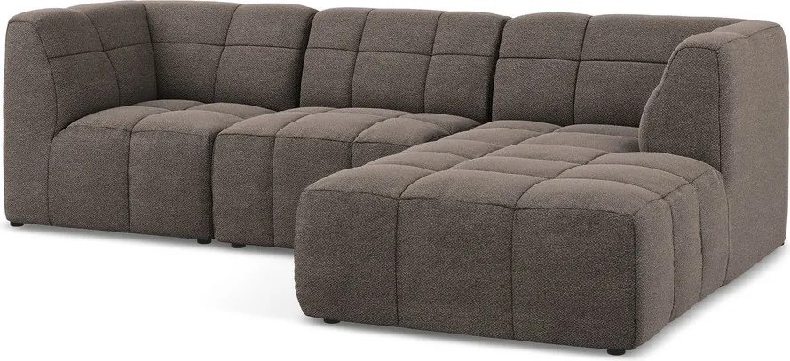 Colțar maro cu tapițerie din țesătură bouclé (cu colț pe partea dreaptă/cu șezlong) Aloha – Makamii