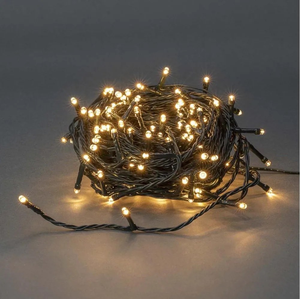 Nedis CLLS180- Ghirlandă de Crăciun LED pentru exterior 180xLED/7 funcții 16,5m IP44 alb cald