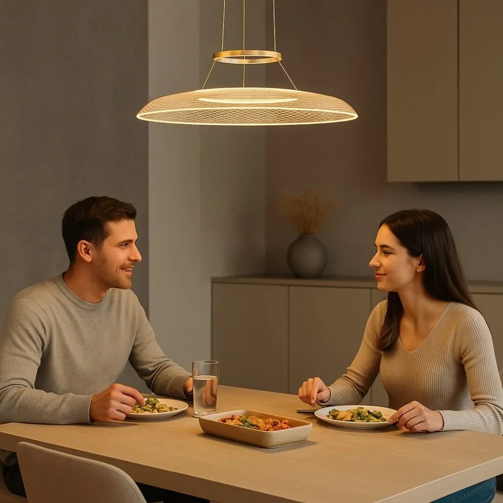 Lustra LED suspendata din metal auriu Zofrael D-50cm