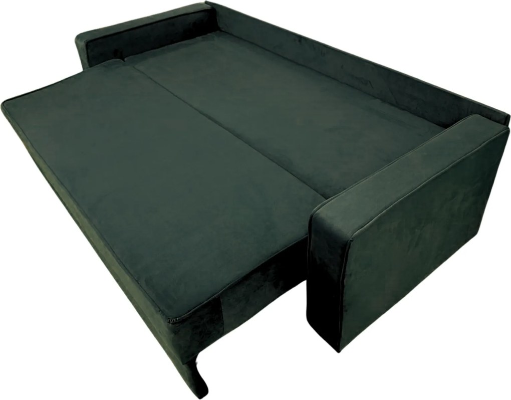 Canapea LARISA extensibila, 3 locuri, cu lada de depozitare, culoare verde padure , 220x95x85 Verde padure, Catifea