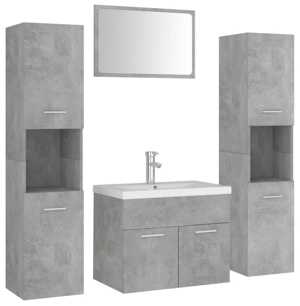 3071499 vidaXL Set mobilier de baie, gri beton, lemn prelucrat