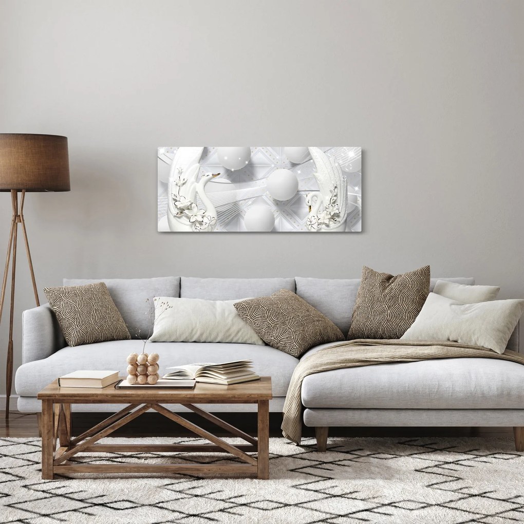 Tablou - Lebăda de aur pe apă (120x50 cm)