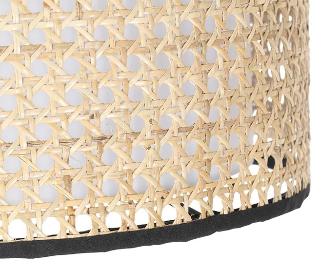 Lampă de podea rustică neagră cu abajur din ratan - Kata