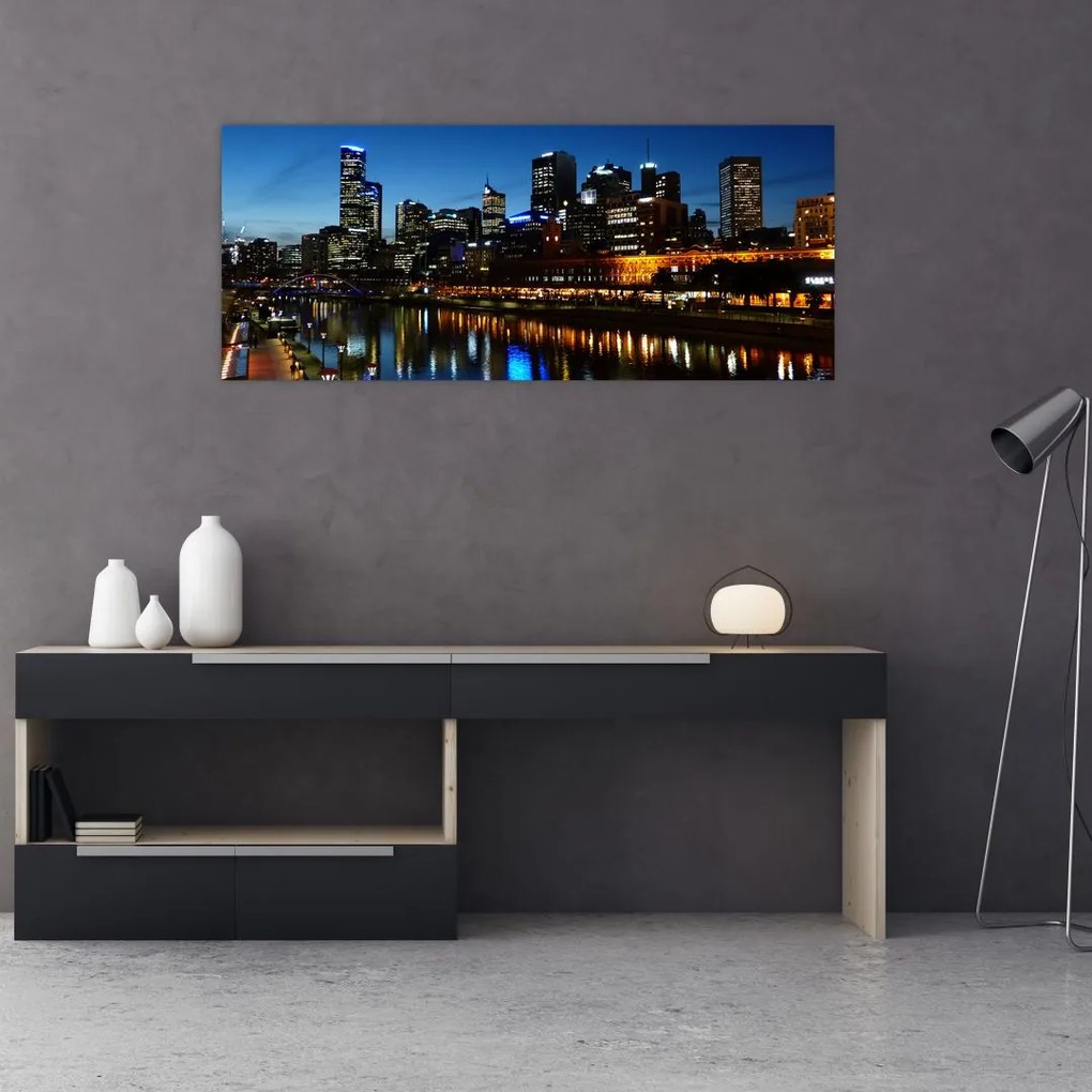 Tablou cu noaptea în Melbourne (120x50 cm)