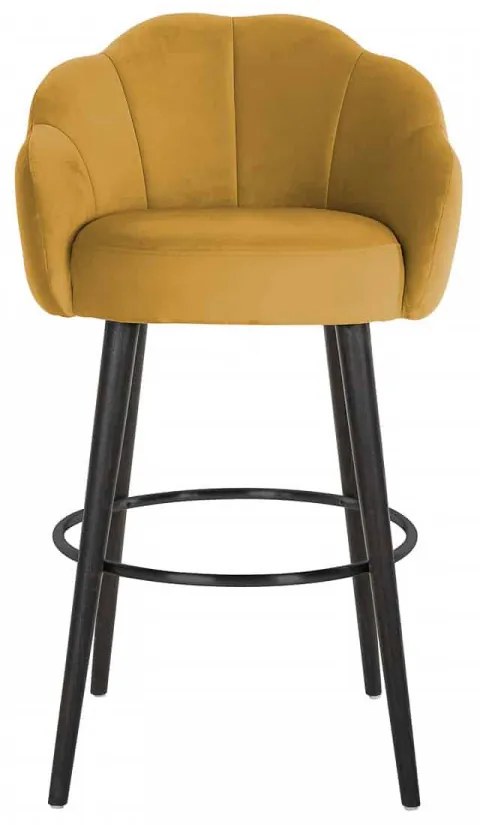 Scaun de bar tapitat Tulip galben