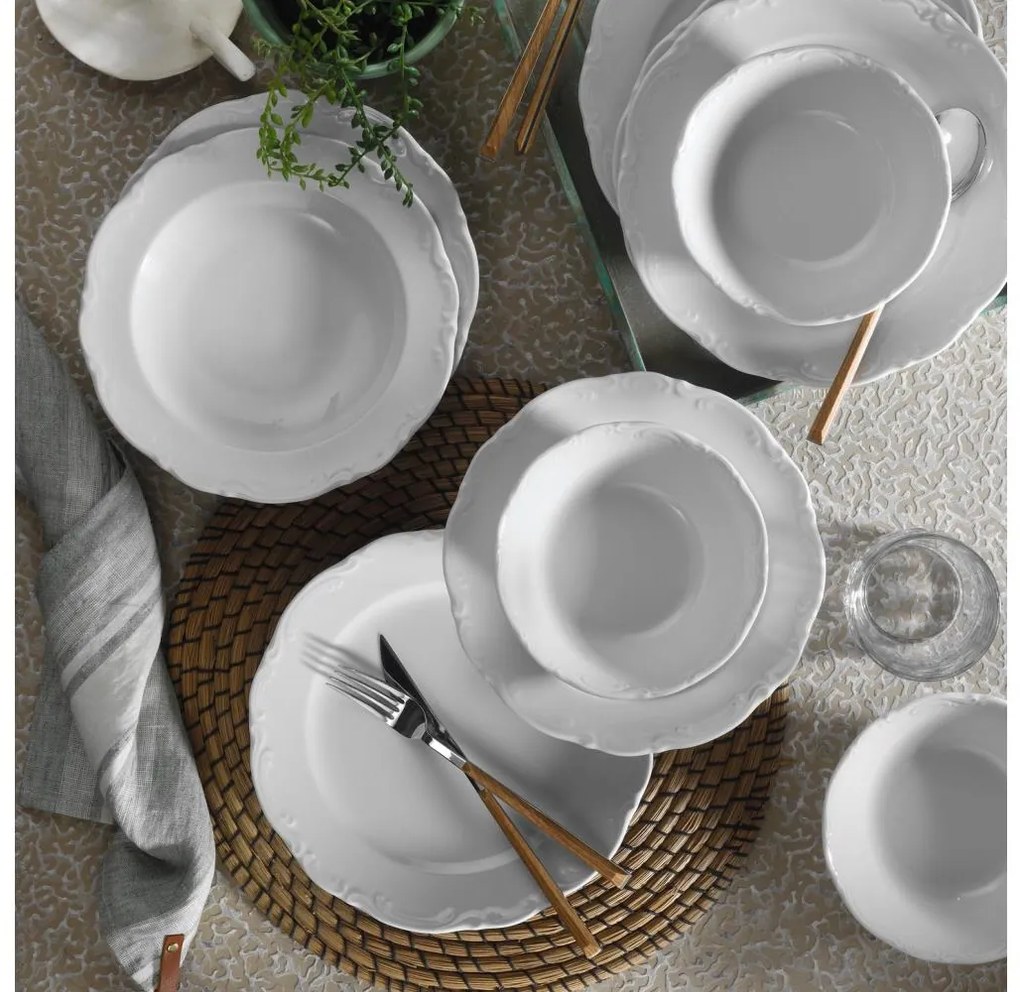 Set de masă 18 piese, alb/porțelan