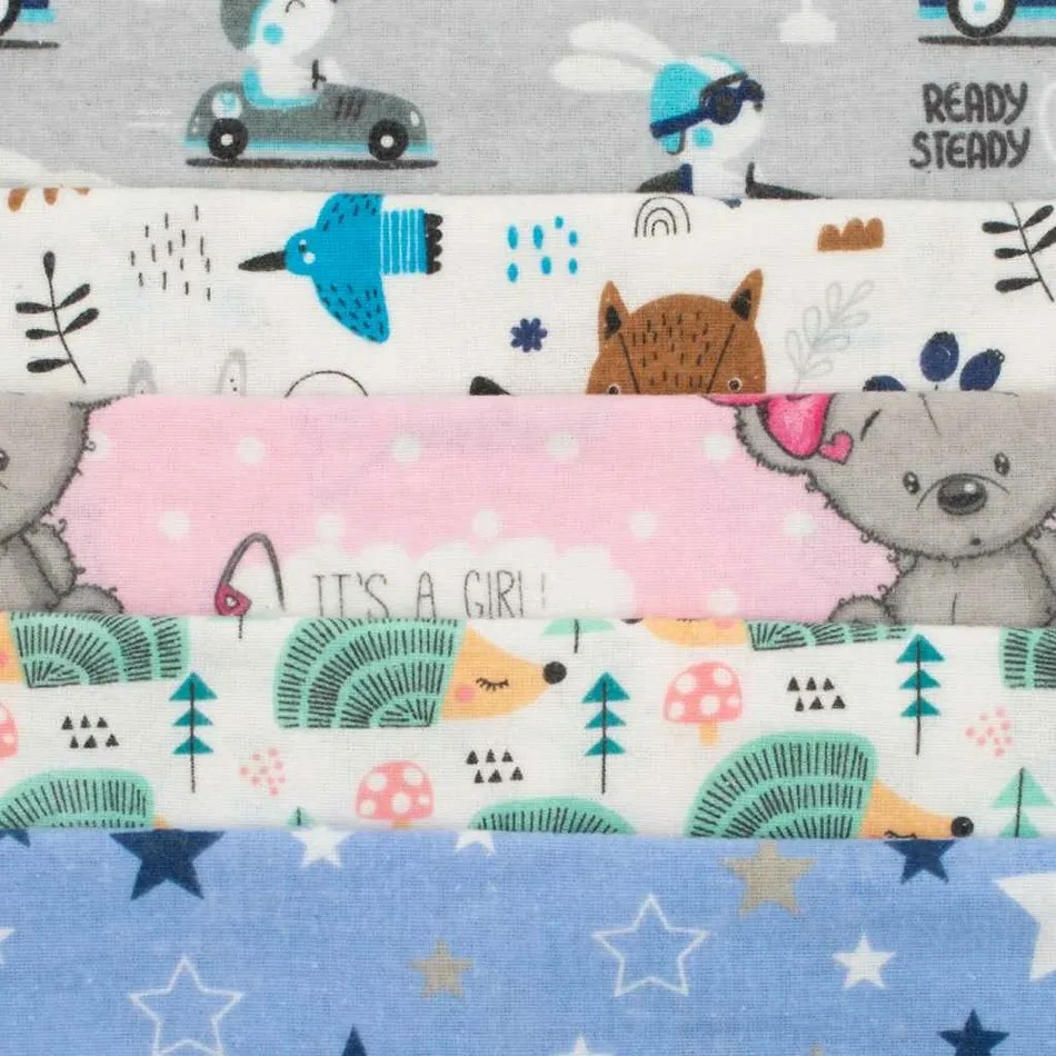 New Baby Scutece din flanel cu imprimeu Standard, 70 x 80 cm, set 10 buc.