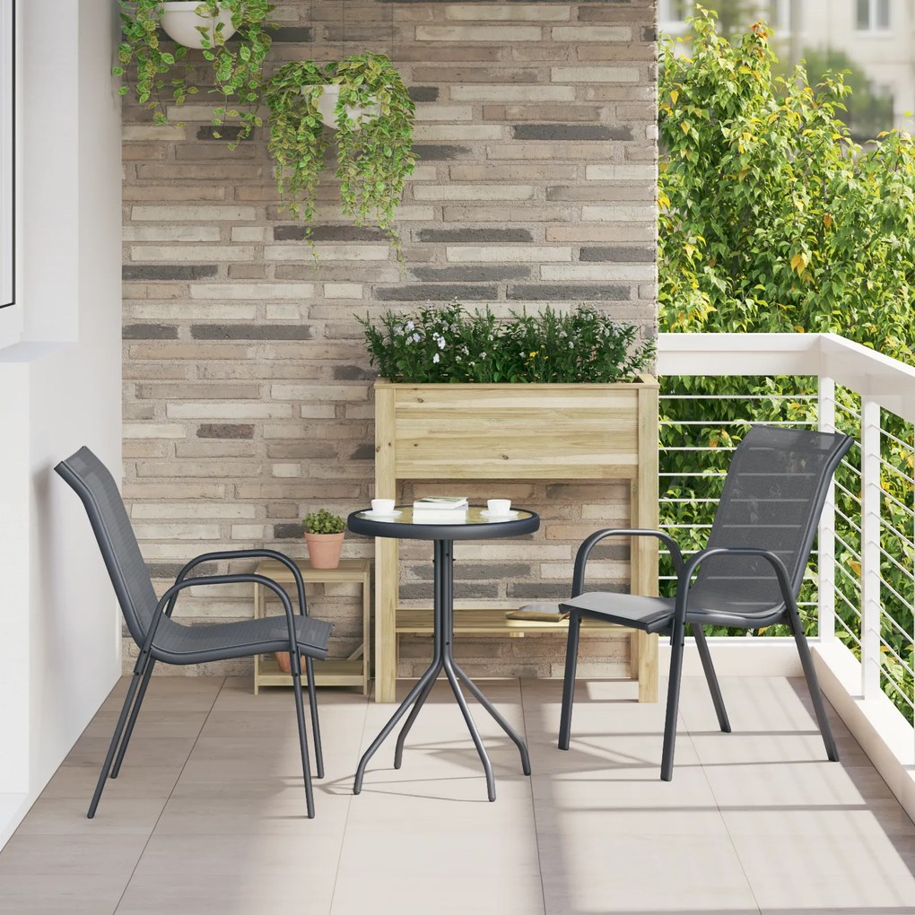 vidaXL Set Bistro 3 Piese Anthracite Textilenă și Oțel