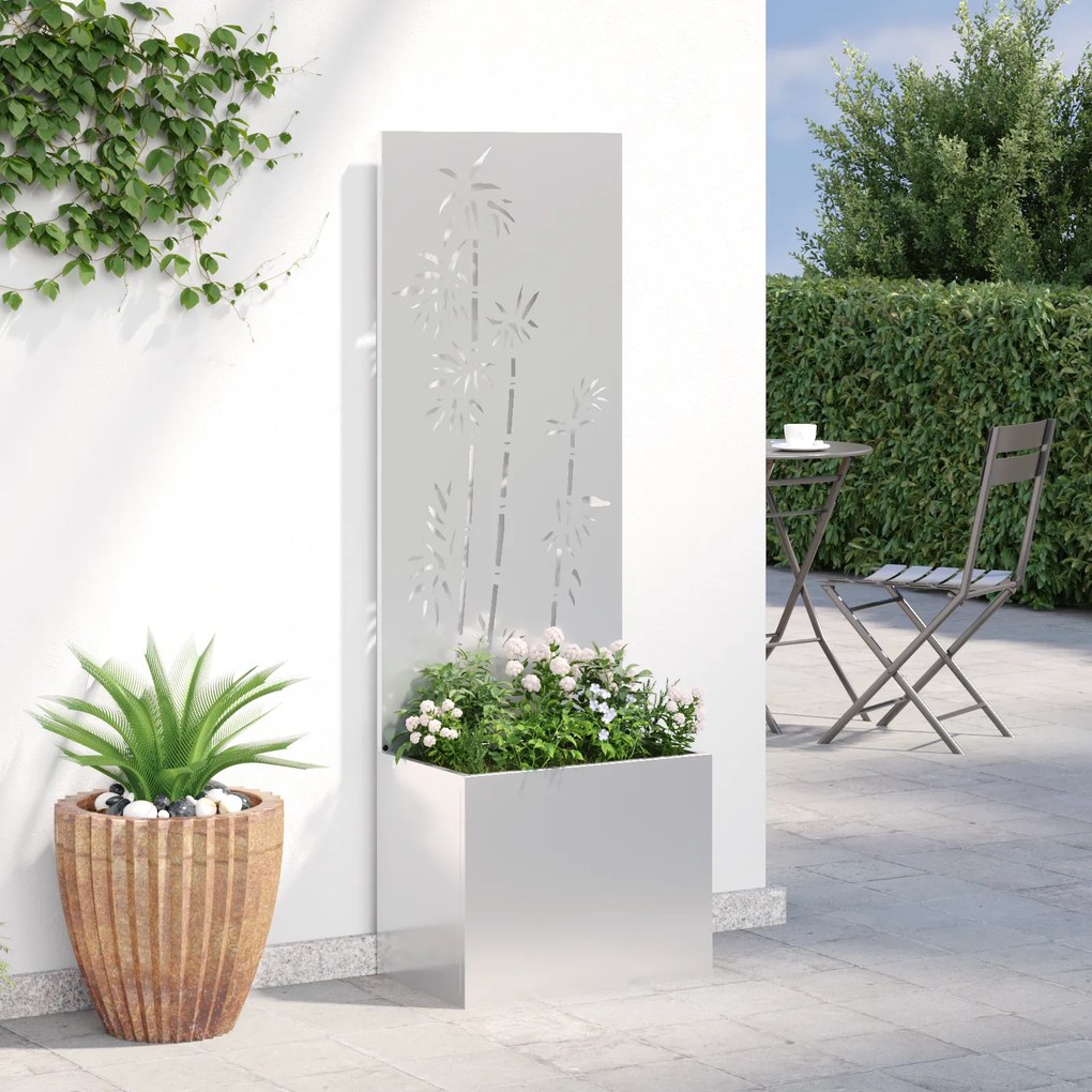 vidaXL Ecran de intimitate pentru grădină Floral Argintiu 50 x 140 cm