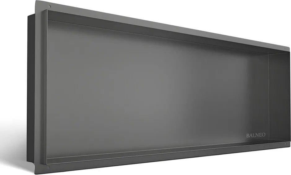Raft incastrat dreptunghiular Balneo Wall-Box No Rim 90x30x10 cm Gun Metal mat fara rama