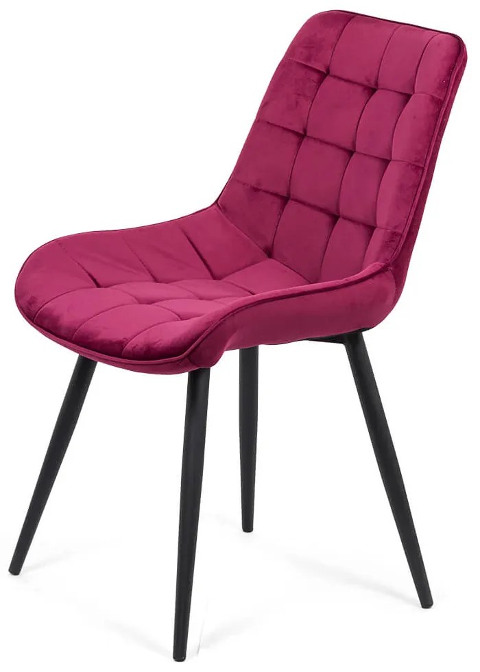 Scaun living tapițat cu catifea și picioare metalice BUC 206 vișiniu