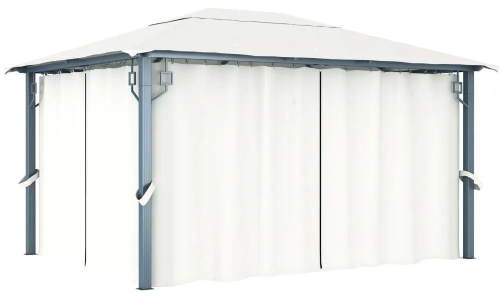 Pavilion cu perdele, crem, 400 x 300 cm, aluminiu Crem, 400 x 300 cm