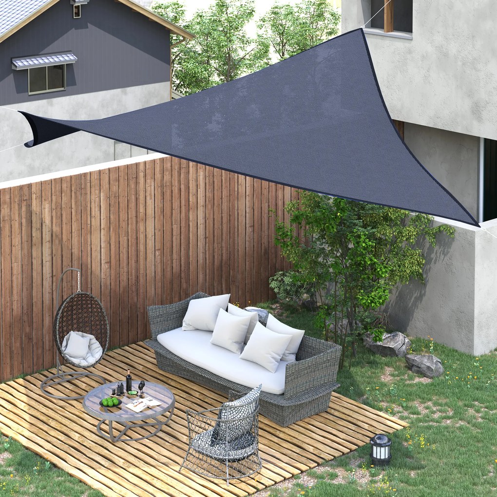 Outsunny Cort de umbra rectangular 6 x 4 m polietilena cu densitate mare Protectie UV Cu geanta de depozitare - Culoare albastru | Aosom Romania