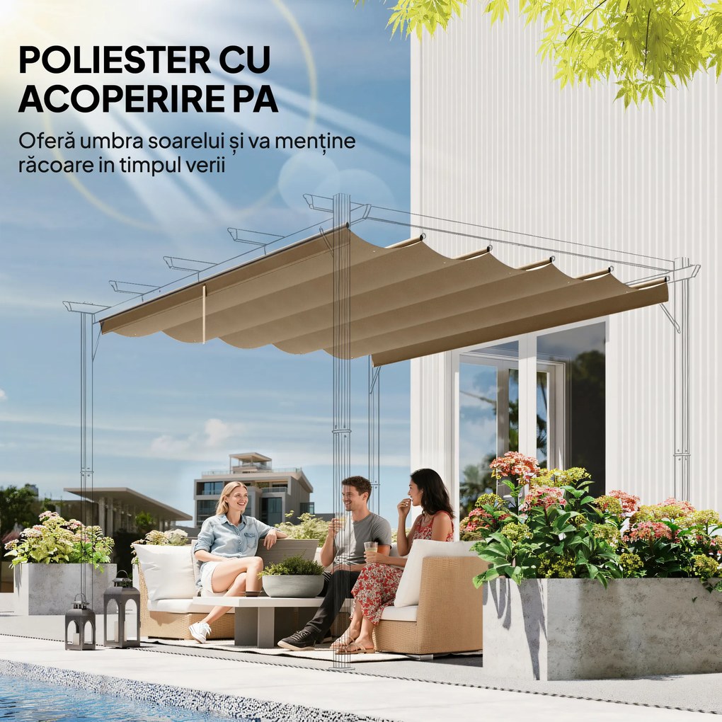 Outsunny Acoperiș de Schimb pentru Pergolă cu 10 Orificii de Drenaj,  Permeabil, 4x3 m, Bej | Aosom Romania