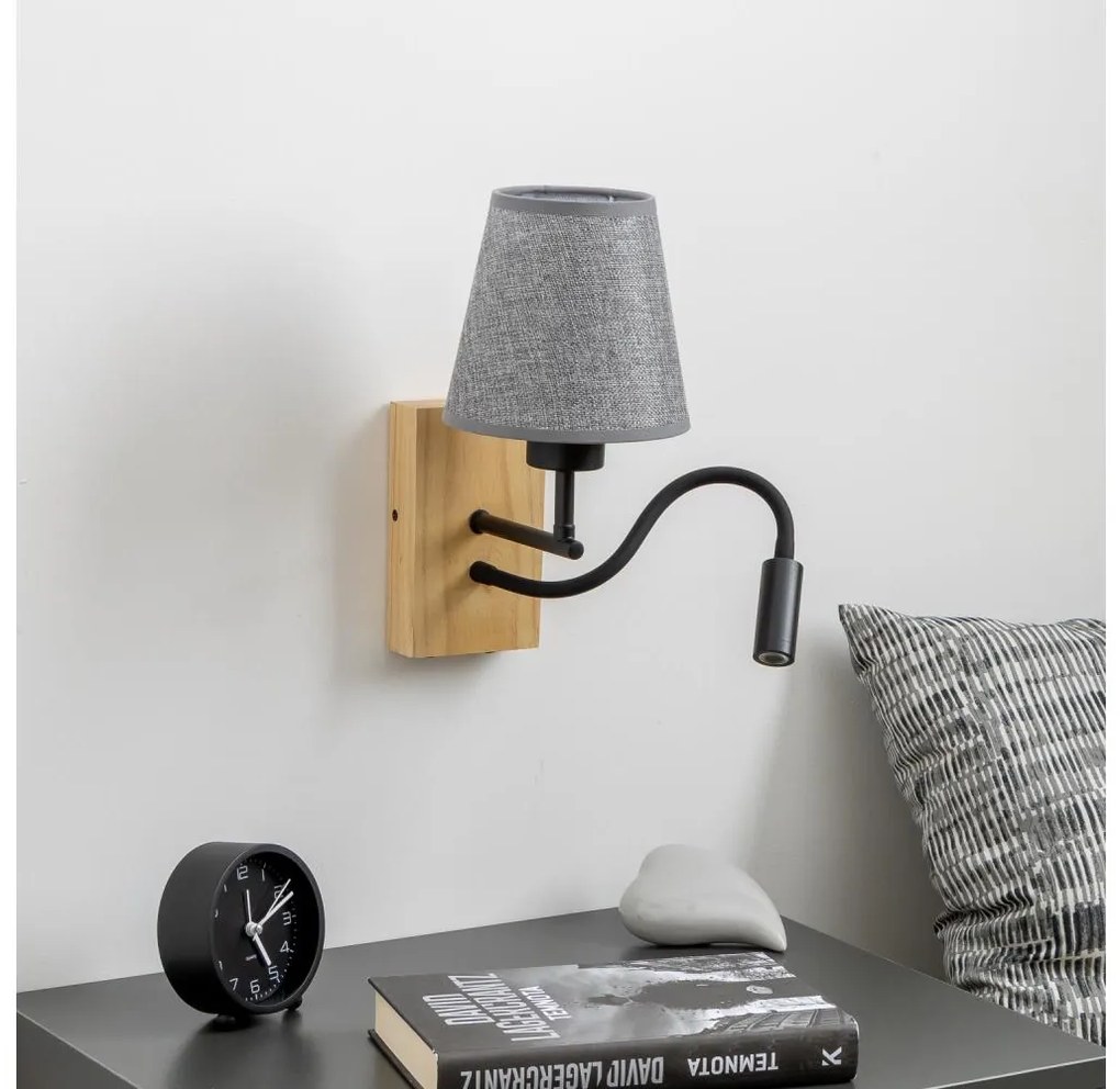 Lampă LED de perete Brilagi NUBILA WOOD 1xE27/25W/230V + LED/3W stejar/gri