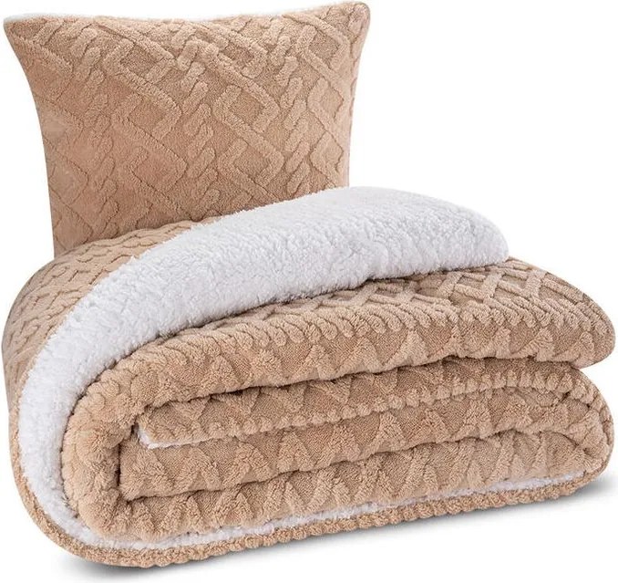 decoDoma Set matlasat cu blăniţă INVERNO bej 2 buc