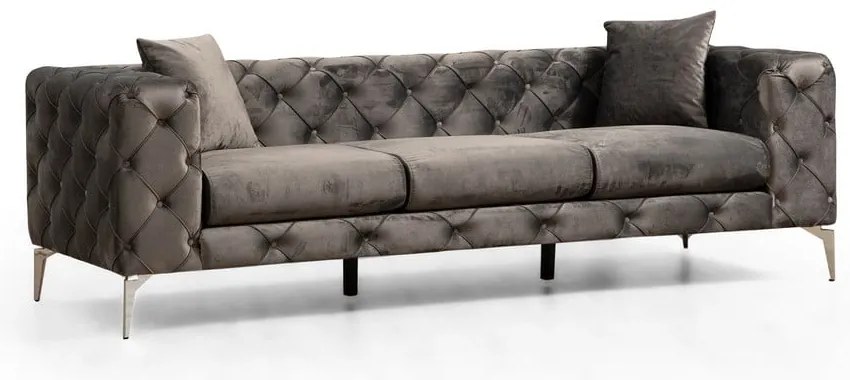 Canapea gri închis cu tapițerie din catifea 237 cm Como – Balcab Home