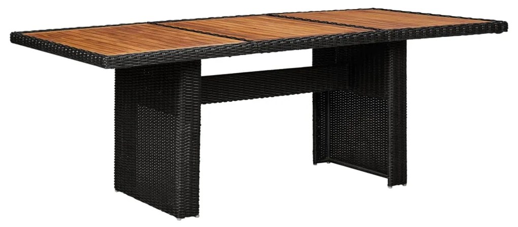 Set mobilier de exterior, 11 piese, negru, poliratan