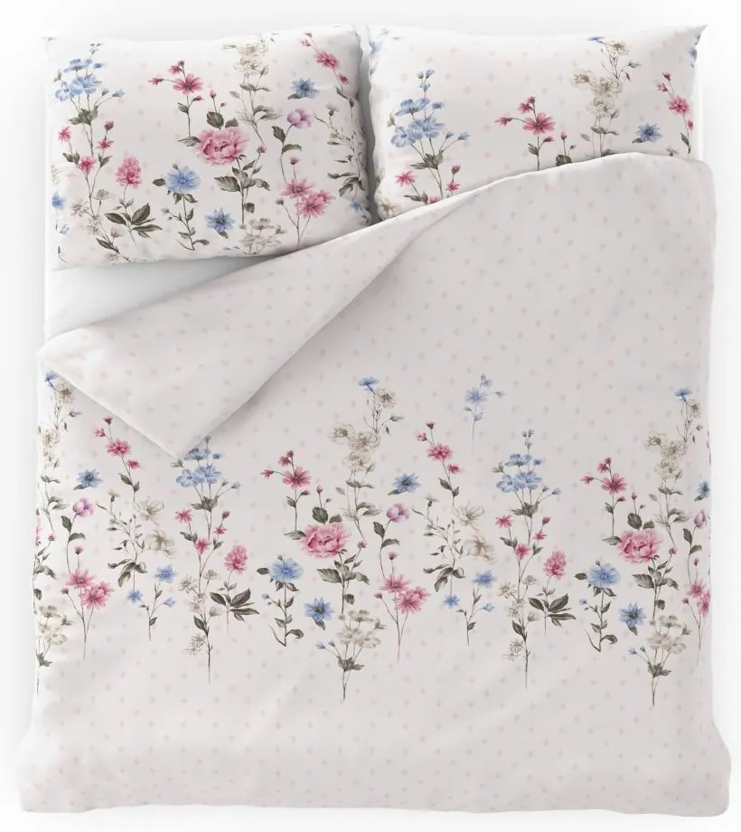 Lenjerie de pat din bumbac Kvalitex Delux Pajiște roz, 240 x 220 cm, 2 buc. 70 x 90 cm