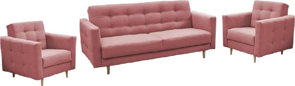 Canapea tapiţată 3+1+1, material textil roz învechit, AMEDIA