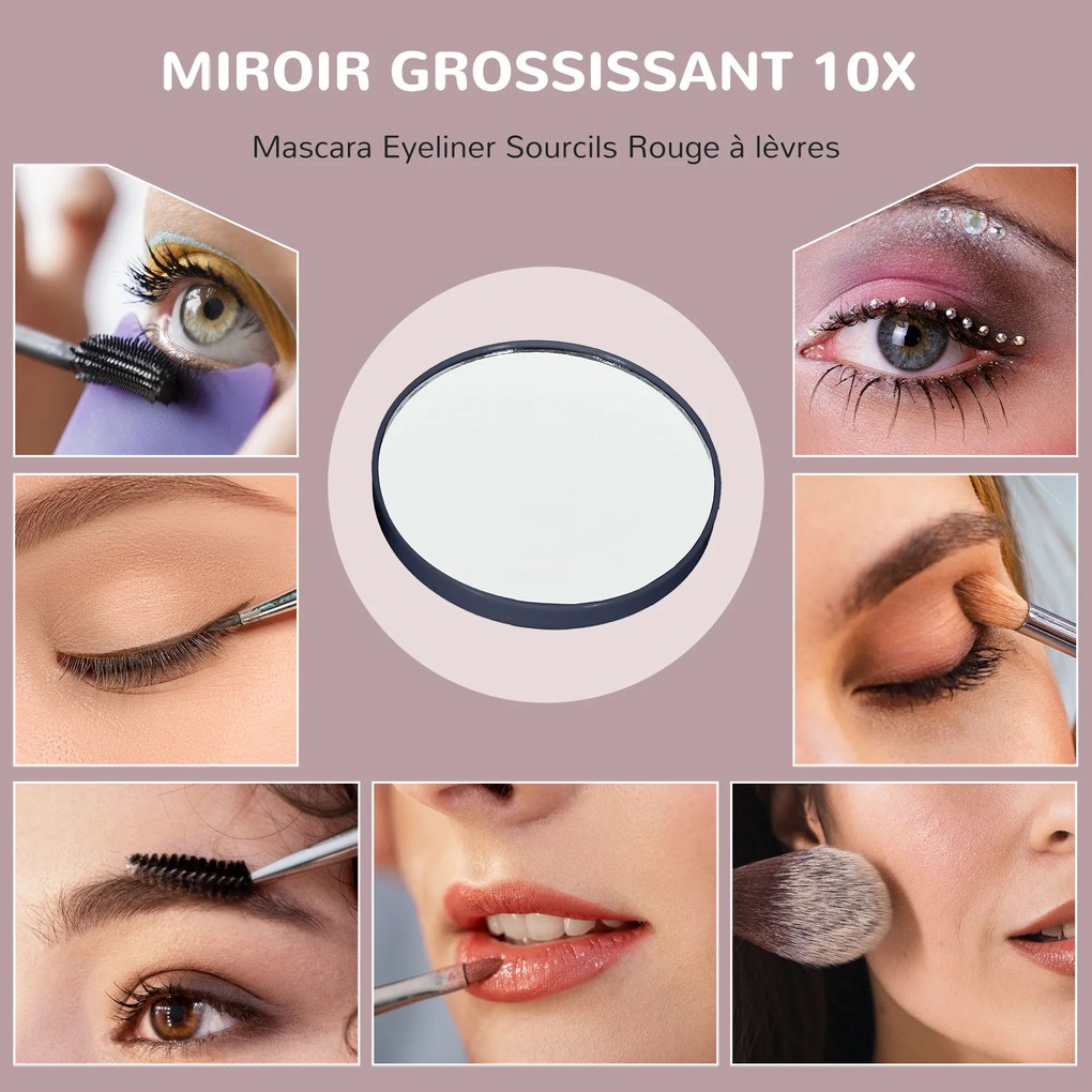 HOMCOM Muior Lumina LED intensitate 3 moduri de iluminare, marire 10X, port de incarcare USB, atingere tactila 62,5 x 52 cm | Aosom Romania