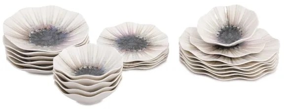 Set veselă 24 piese, porțelan, maro