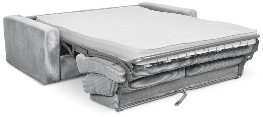 Canapea gri deschis extensibilă cu tapițerie din catifea reiată 195 cm Nona – Makamii