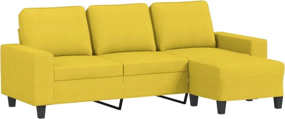 vidaXL Canapea cu 3 locuri și taburet, galben deschis, 180 cm, textil