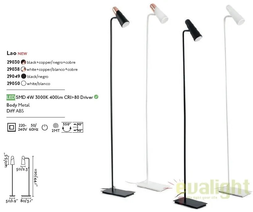Lampadar LED design modern minimalist LAO negru 29049