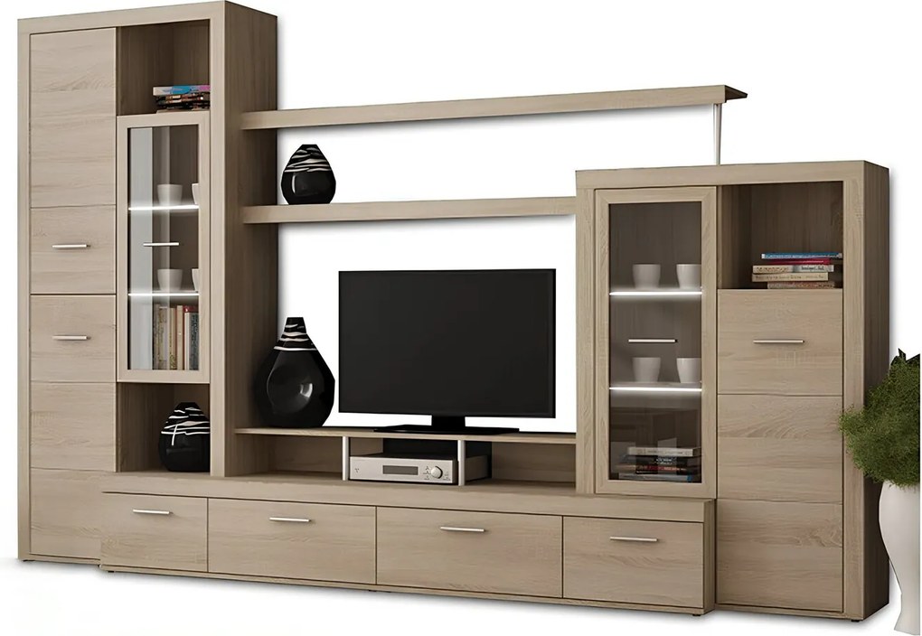 Mobilă de living, stejar sonoma, ATLANTIS NEW