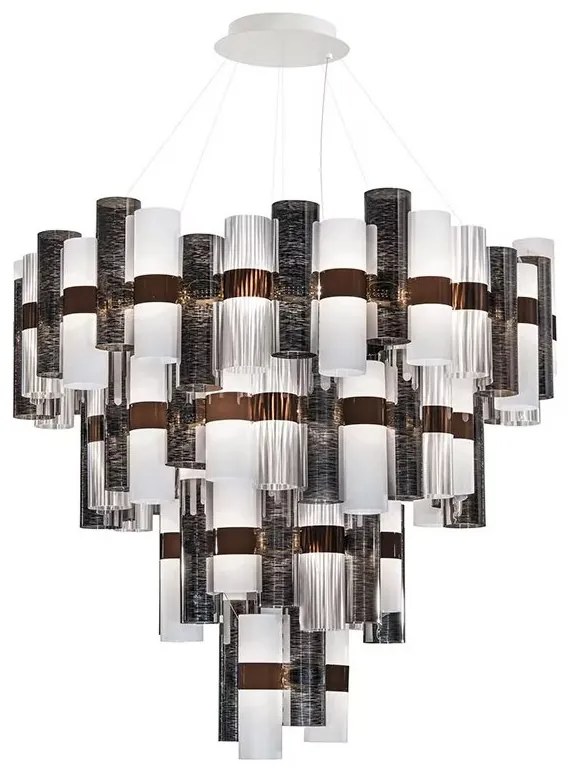 Lustra LED Art Deco de dimensiuni mari, realizata manual LA LOLLO 4XL PEWTER