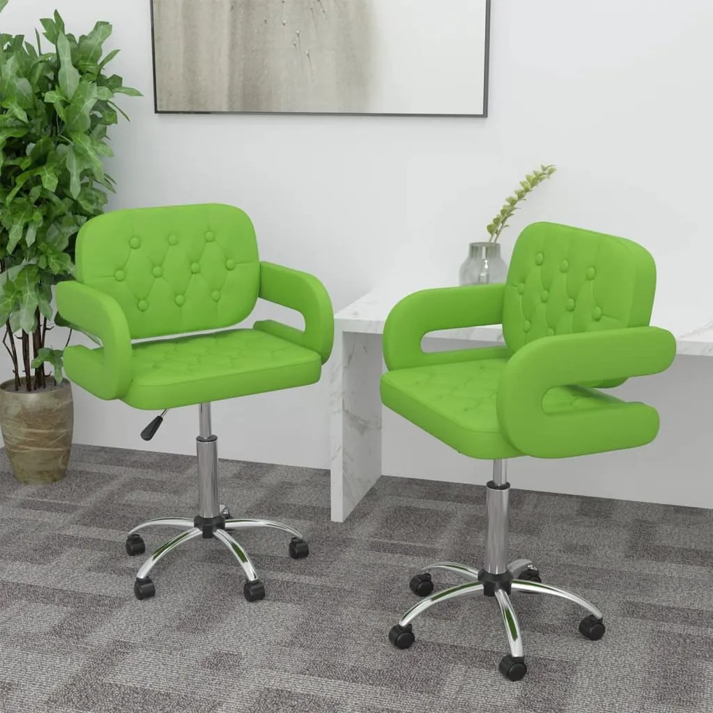 335646 vidaXL Scaune de bucătărie pivotante, 2 buc., verde, piele ecologică