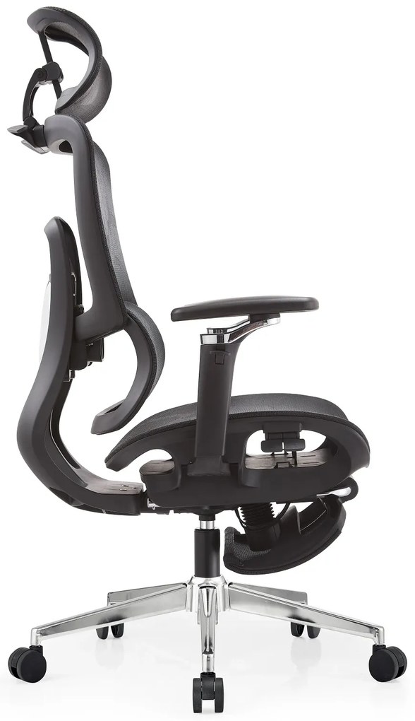 SYBERGO HUMAN PRO Scaun ergonomic, suport lombar, sezut translatie, cotiere 3D, suport picioare, Full Mesh, Negru