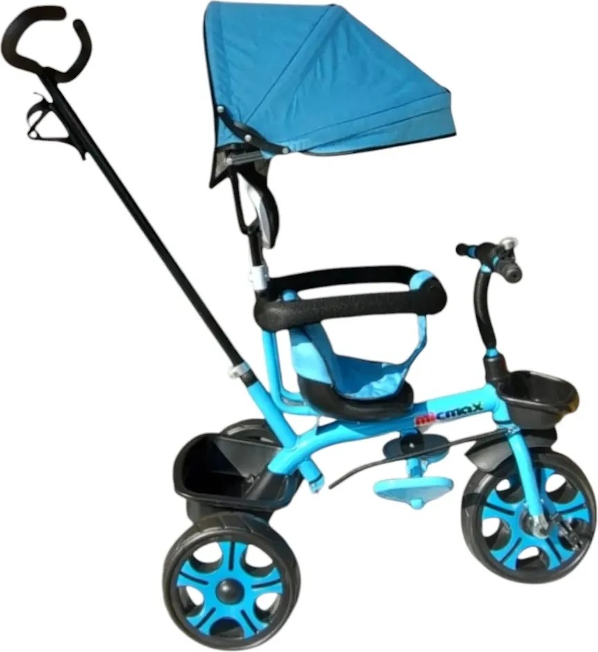 Tricicleta cu copertina detasabila NOVOKIDS™ My first Trike, Roti din spuma cauciucata, Maner de ghidaj pentru parinti, Cadru metalic, Dimensiuni