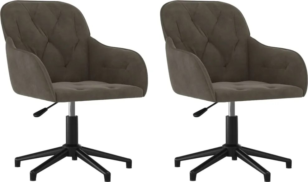 vidaXL Scaune de bucătărie pivotante, 2 buc, gri închis, catifea